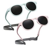 BYZESTY Occhiali da sole polarizzati per bambini, 2 pezzi, occhiali da sole per bambini, con cinturino regolabile, montatura in silicone, occhiali da sole per bambini da 0 a 3 anni, ragazzi e ragazze,