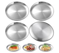BYZESTY Piatti da Campeggio in Acciaio Inox, 4 Set di Piatti in Acciaio Inossidabile Inox, Piatti Rotonde in Acciaio Inox, Stoviglie da Picnic e Campeggio, per Picnic, Campeggio, BBQ, 20 cm