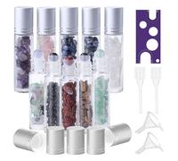 BYZESTY Roll On Bottiglie di vetro per olio essenziale, 10 pezzi Roll On Flacone da 10 ml, Rollon per oli con gemme naturali, contenitore ricaricabile per oli essenziali profumi