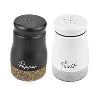 BYZESTY Saliera e pepiera in acciaio inox, 120 ml, sale e pepe in acciaio inox, set di sale e pepe in acciaio inossidabile, per casa, cucina, spezie da campeggio, colore: nero e bianco
