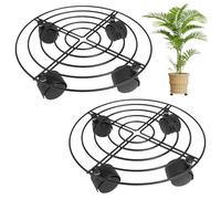 BYZESTY Set di 2 supporti per piante, ruote rotonde per piante, diametro 33 cm, porta piante per interni, carrello di rinvaso, mobile per piante da interno o da esterno, attrezzi da giardino