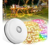 BYZESTY Stringa di Luci da Campeggio Riavvolgibile: 10M, IP67 Impermeabile, Stringhe di Luci Ricaricabili per Campeggio Festa Giardino Escursioni (Luce Calda e Colorata)