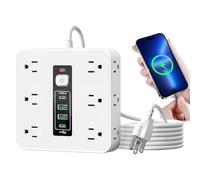 Byzieir Presa Multipla Elettrica,Gestione della Corrente Elettrica | Cordone Di Prolunga Con Piatta E 16 Prese | Per Parete, Scrivania, Cucina, Soggiorno, Elettrodomestici, Telefono, Frigorifero