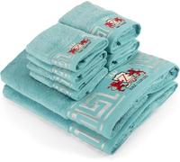 BZ Luxury Set Asciugamani Bagno Turchese 500 gr/m² 70% Bamboo 30% Cotone - 2 Teli Doccia 4 Asciugamani Viso 2 Panni Bidet - Spugna Super Assorbente Morbida - Ospiti Hotel Spa OEKO-TEX