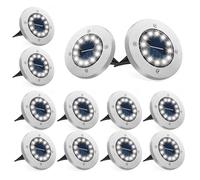 Bzavor 12 luci solari da pavimento, per esterni, 12 LED, con pannello solare aggiornato, decorazione per prato, marciapiede, piscina, terrazze (bianco freddo)