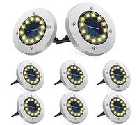 Bzavor 8 luci solari da pavimento, per esterni, 12 LED, con pannello solare aggiornato, decorazione per prato, marciapiede, piscina, terrazze (bianco caldo)