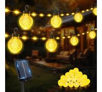 Bzavor Catena di luci solari per esterni, resistente alle intemperie, 10 m, 100 LED, per esterni, a energia solare, IP65, impermeabile, per esterni, per balcone, matrimoni, feste, giardino