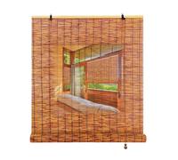 BZCKBZ Cortina di bambù 50x120 100x200 120x170 150x300cm Tenda A Lamella Naturale Tapparella Avvolgibile bambù Protezione Solare Tenda di Canna con Sollevatore(100x200CM/39x79IN(WxH))