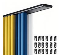 BZCKBZ Double Row Curtain Track Silent Curtain Rail Heavy Duty Ceiling Track, 26.5″ ~ 236.5″ Aluminum Straight Rail for Indoor And Outdoor(Black,114.0 in)
