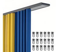 BZCKBZ Double Row Curtain Track Silent Curtain Rail Heavy Duty Ceiling Track, 26.5″ ~ 236.5″ Aluminum Straight Rail for Indoor And Outdoor(Gray,105.5 in)