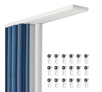 BZCKBZ Double Row Curtain Track Silent Curtain Rail Heavy Duty Ceiling Track, 26.5″ ~ 236.5″ Aluminum Straight Rail for Indoor And Outdoor(White,26.5 in)