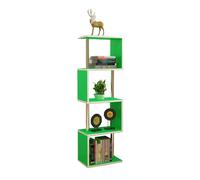 BZJPRFC Libreria Creativa A 4 Ripiani, Contenitore For Libri In Legno, Organizer For Riviste Da Terra, For Soggiorno, Camera Da Letto, Ufficio, Portata 100 Kg(Green)