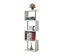 BZJPRFC Libreria Creativa A 4 Ripiani, Contenitore For Libri In Legno, Organizer For Riviste Da Terra, For Soggiorno, Camera Da Letto, Ufficio, Portata 100 Kg(White)
