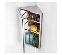 BZJPRFC Mobiletto Angolare Con Specchio, Armadietto Triangolare Da Parete, Organizer In Acciaio Inox A 3 Ripiani, Apertura A Sinistra/destra, For Bagno E Camera Da Letto(Right-hand door)
