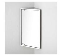 BZJPRFC Mobiletto Angolare For Bagno Con Specchio E 3 Ripiani, Mobiletto Da Parete For Bagno Con Anta Singola, Cornice In Acciaio Inox, Specchio Argentato HD(Left-hand door)