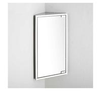 BZJPRFC Mobiletto Angolare For Bagno Con Specchio E 3 Ripiani, Mobiletto Da Parete For Bagno Con Anta Singola, Cornice In Acciaio Inox, Specchio Argentato HD(Right-hand door)