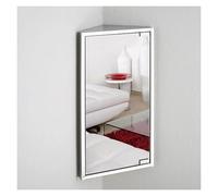 BZJPRFC Mobiletto Angolare For Bagno Con Specchio In Acciaio Inox, Contenitore A Parete Con 3 Ripiani, Armadietto A Muro Triangolare Con Apertura A Sinistra/destra(Right-hand door)