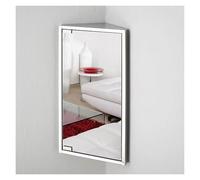 BZJPRFC Mobiletto Angolare For Bagno Con Specchio In Acciaio Inox, Contenitore A Parete Con 3 Ripiani, Armadietto A Muro Triangolare Con Apertura A Sinistra/destra(Left-hand door)