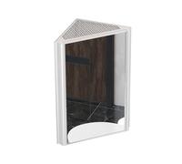 BZJPRFC Mobiletto Angolare For Bagno Con Specchio, Mobiletto Da Parete Triangolare, Specchio Argentato HD Con Cornice In PVC, 2 Ripiani Sospesi, For Piccoli Appartamenti(White)