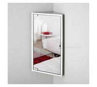 BZJPRFC Mobiletto Angolare For Bagno Con Specchio, Mobiletto Portaoggetti Sospeso A 3 Ripiani, Specchio HD Con Cornice In Acciaio Inossidabile,Con Apertura A Sinistra/destra(Right-hand door)