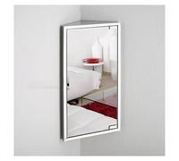 BZJPRFC Mobiletto Angolare For Bagno Con Specchio, Mobiletto Portaoggetti Sospeso A 3 Ripiani, Specchio HD Con Cornice In Acciaio Inossidabile,Con Apertura A Sinistra/destra(Left-hand door)