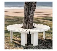 BZJPRFC Panca Avvolgente For Alberi, Seduta Rotonda For Esterni, Sedia Curva Decorativa In Legno Massello, Forma Che Si Estende All'infinito, Campo Visivo Di 360°(White)