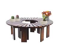 BZJPRFC Panca Circolare In Legno Massello, Sedia Da Giardino Rotonda, Seduta Decorativa For Mobili Da Esterno, Giunzione Di Strisce Di Legno, Libera Combinazione Di Forme