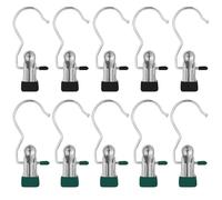 BZKSER mollette Panni - 10pcs Mollette Grucce Ganci a Clip Lavanderia Portatile Tende Metallo dell'Acciaio Inossidabile con Clip Antiscivolo Appendini da Viaggio per Scarpe Calze Stivali Asciugamano