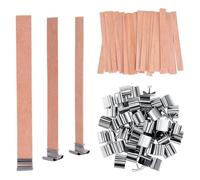 BZKSER Stoppini in Legno Stoppini Candela Naturale - 20 PCS,stoppino di Legno per Candele con 20 basi in Metallo,Realizza Candele Fatte a Mano, per Realizzare Candele Artigianali, ecologiche