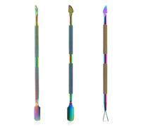 BZKSER Taglia cuticole - 3 PCS Spingi Cuticole Triangolare in Acciaio Inossidabile,spingi cuticole Remover Kit,Rainbow Color Doppio in Acciaio Inox cuticola Utensili,Set per Manicure