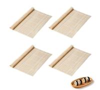 BZKSER Tappetino per Sushi Bambu - 4 PCS Stuoia di bambù per Sushi,Kit Sushi,Lavabile e Riutilizzabile Strumenti per Sushi, Stuoietta per Sushi per Fare Sushi(24 * 24 CM)