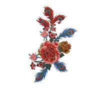 BZSDDY 53 * 36 CM Grande peonia Fiore Fiore Toppa Ricamata termoadesiva Appliques Cinese per Abbigliamento Grande Toppa Cucita per Giacca di Jeans