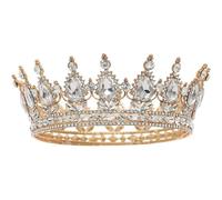 BZSHUOXIZ Copricapo in lega con corona rotonda barocca transfrontaliera europea, accessori da sposa, corona rotonda di rito di compleanno