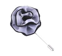 BZSQD 3 * 6 CM 6/10 PZ Fiore Rosso Argento Panno Fiore Spilla Distintivo con Spilla Argento Fiore Corpetto Panno di Cotone Fiore Spilla Spilla