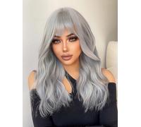 BZSQD 58CM Parrucche bianche argento per capelli da donna Accessori per capelli per ragazze sulle feste quotidiane di viaggio Feste di carnevale Seta ad alta temperatura