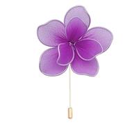 BZSQD 6 * 7CM 6/10 PZ Fiori a Doppio Strato Spilla di Fiori in Chiffon di Stoffa Dorata Distintivo con Spilla Dorata Spilla di Fiori Spilla di Fiori di Raso Spilla Spilla