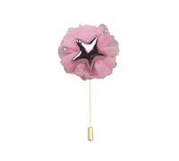 BZSQD 7 * 11 CM 50/25 PZ Stella Panno Oro Chiffon Fiore Spilla Distintivo con Spilla Oro Fiore Corpetto Fiore di Raso Spilla Spilla Spilla per Le Donne