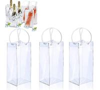 Bztzhm 3 Pezzi Ice Bag per Vino, Trasparenti per Champagne, Trasparenti per Champagne con Manico, Borsa Refrigerante Bottiglie, Borsa per Ghiaccio Portatile a Prova di Perdite, Per Champagne Vino