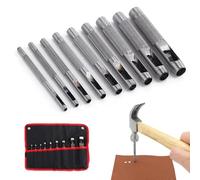 Bztzhm 9 Pezzi Punzoni Punzone in Acciaio Affilato, Set da Punzoni per Cuoio, Punzone Rotondo in Acciaio, Perforatore Cavo Cintura, Punzoni forati in acciao,per Cuoio, Cinturino, Cintura Tavolo