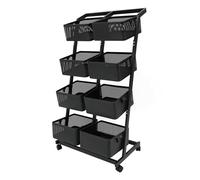 BZYFJB Carrello impilabile per verdure con piano in legno e ruote - Carrello da cucina richiudibile per cesto di frutta, asciugamani, ufficio/bagno