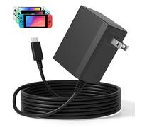 Bzylon Caricatore per Nintendo Switch, 39 W, 15 V, 2,6 A, adattatore AC compatibile con Switch Lite, OLED, Steam Deck - supporta la modalità TV Fast Charging con cavo USB C da 1,5 m