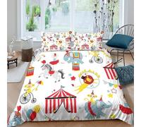 BZZOLASP Circus animalscopripiumino morbida microfibra 3 pezzi motivo 3D cerniera nascosta Cartoon festive style Set Di Copripiumino con federe per cuscini soffice for adulti Super king（260x220cm）