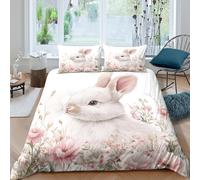 BZZOLASP Easter bunnySet Di Copripiumino ultra microfibra 3 pezzi motivo 3D con cerniera Pastel floral illustration copripiumino con federe soffice ultra morbido for ragazze King（220x240cm）