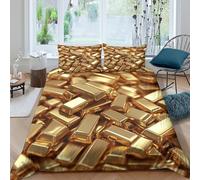 BZZOLASP gold bars stackSet Di Copripiumino microfibra 3 pezzi motivo 3D con cerniera luxury investment style copripiumino con federe soffice ultra morbido for coppie Double（200x200cm）