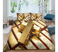 BZZOLASP gold barscopripiumino microfibra 3 pezzi motivo 3D con cerniera luxury investment style Set Di Copripiumino incluso federe aiosa morbida for ragazzi Single（135x200cm）