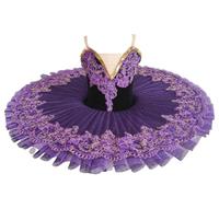 C,140, Vestito da Spettacolo di Danza Classica per Bambine, tutù da Balletto, Costume da Festa per Competizione di Danza del Piccolo Cigno