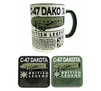 C 47 Skytrain DC3 Raf Dakota Guerra Mondiale II Militare Aereo Mug Coaster Set