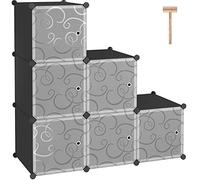 C & Ahome - 6 Cube DIY Cupboard Organiser Media Storage armadio libreria giocattolo con porte e chiusure magnetiche con porte 6 Cube Nero