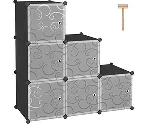 C & Ahome - 6 Cube DIY Cupboard Organiser Media Storage armadio libreria giocattolo con porte e chiusure magnetiche con porte 6 Cube Nero