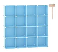 C&AHOME Cube Storage Organizer, 16 ripiani cubi, armadio armadio, ripiano modulare in plastica fai da te, ideale per camera da letto, soggiorno, ufficio, di lunghezza di, blu